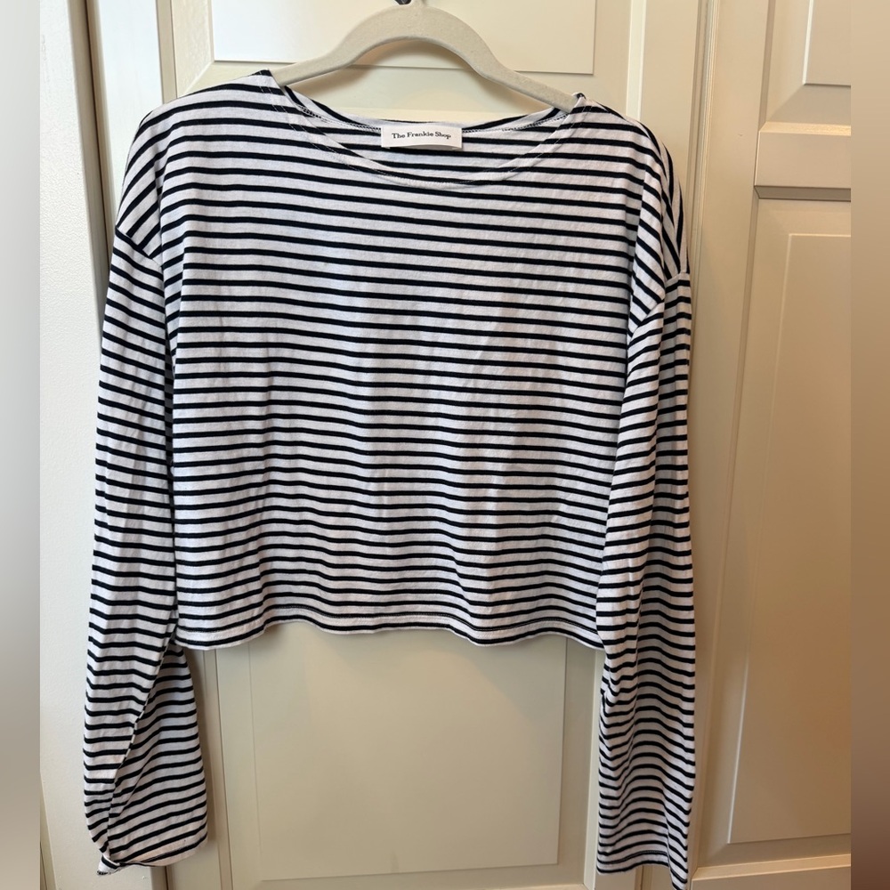 Frankie Shop Striped Cropped Long Sleeve Tee